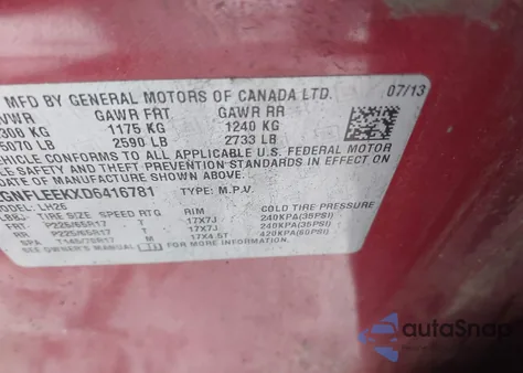 2013 Chevrolet Equinox 1Lt z USA, uszkodzony, nr VIN 2GNFLEEKXD6416781